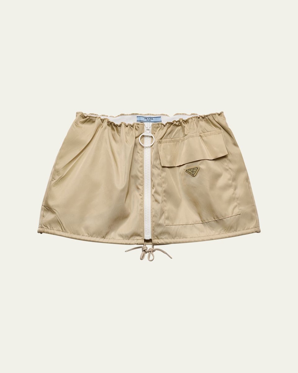 Re-Nylon Drawstring Mini Skirt